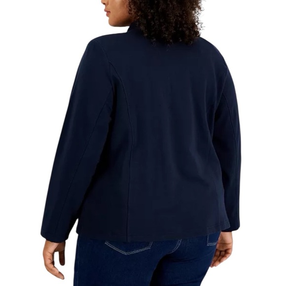 Tommy Hilfiger Plus Size Military Band Women's Navy Double-Breasted Jacket - Picture 2 of 4